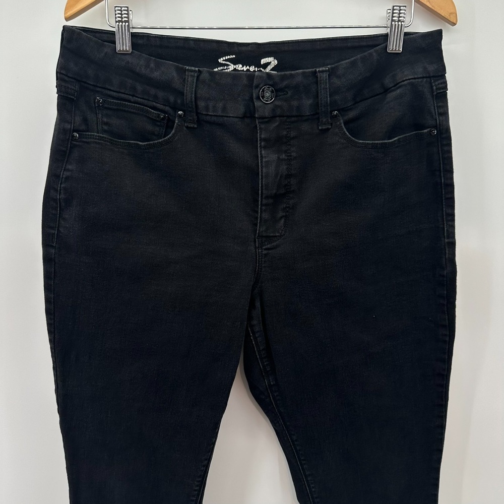 Seven7 Tummyless High Rise Skinny Jeans Womens 14 Black Dark Wash Denim Stretch - Picture 1 of 10